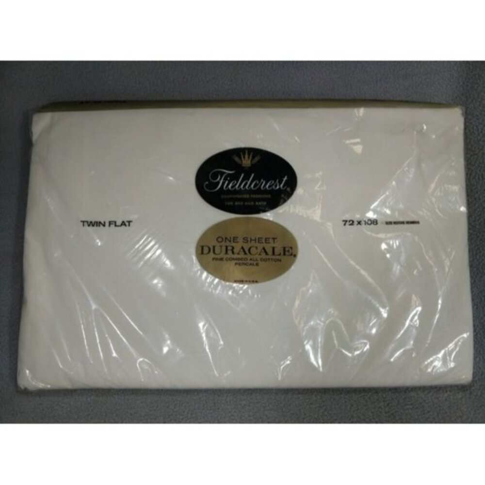 NEW Vintage TWIN Fieldcrest Flat Bed Sheet WHITE Sealed Package Percale USA  ANB